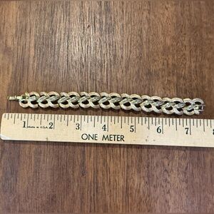 Vintage Crown Trifari  ~7” Estate Jewelry Retro Textured Braid Chain Bracelet